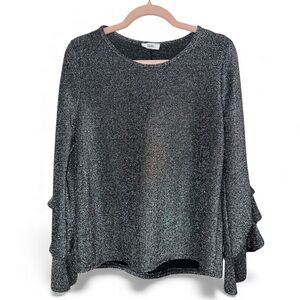 Spin Metallic Ruffle-Sleeve Blouse – Size Large – EUC